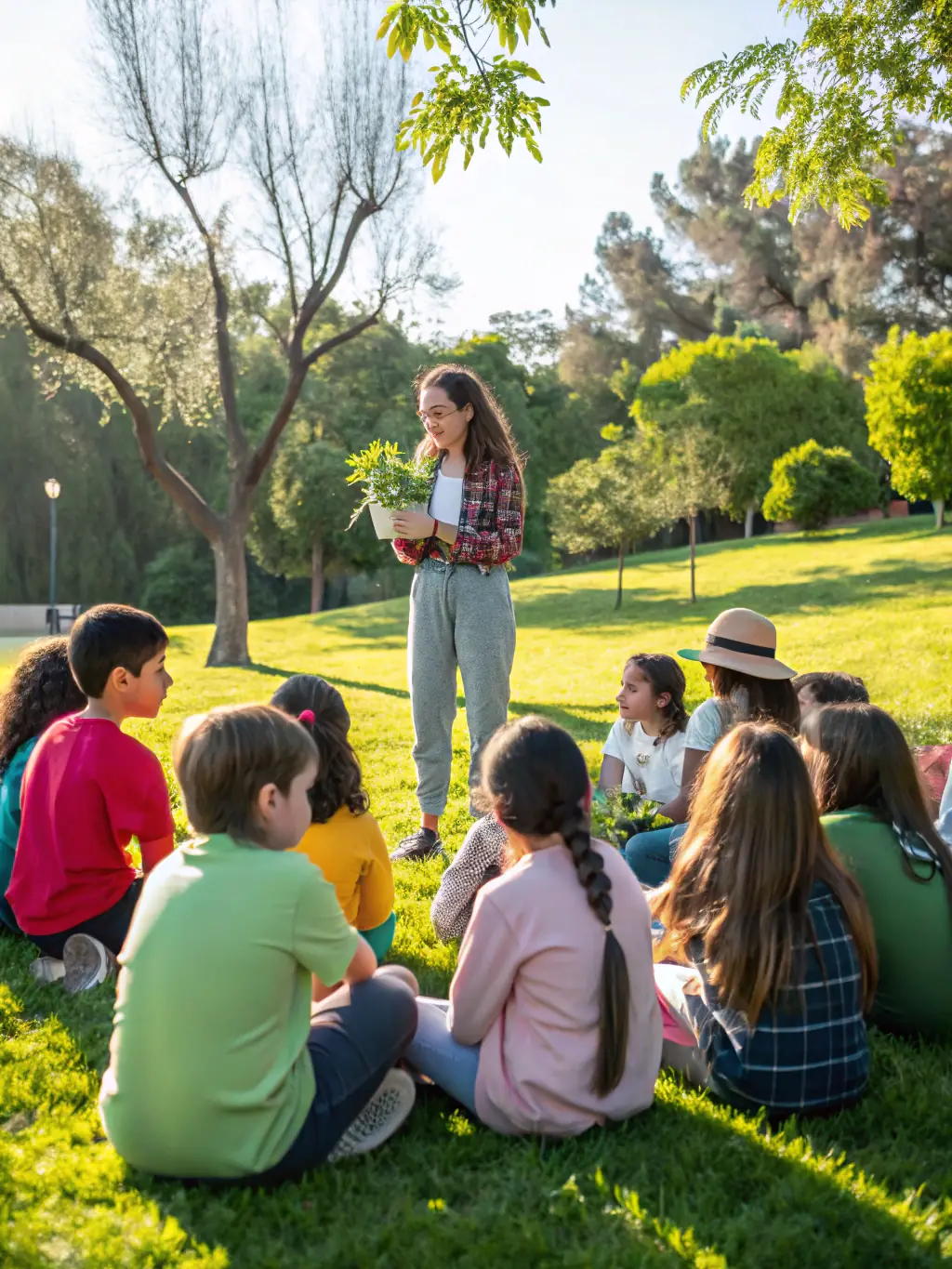 A photograph of children learning about local flora and fauna during an educational workshop organized by ASSOCIATION TOURBIERES ET LOISIRS, highlighting the association's focus on environmental education.